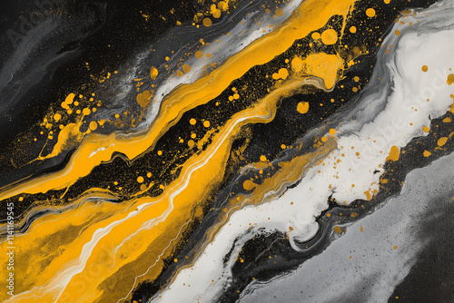 Colorful Abstract Acrylic Painting. Natural Dynamic Mixture of Oil Colored Pigments Fluid Flow Background Banner photo