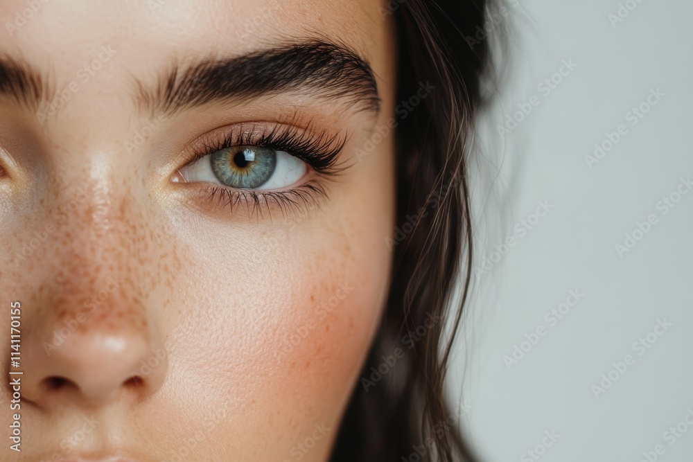 A woman with green eyes and brown hair A woman with green eyes and brown hair