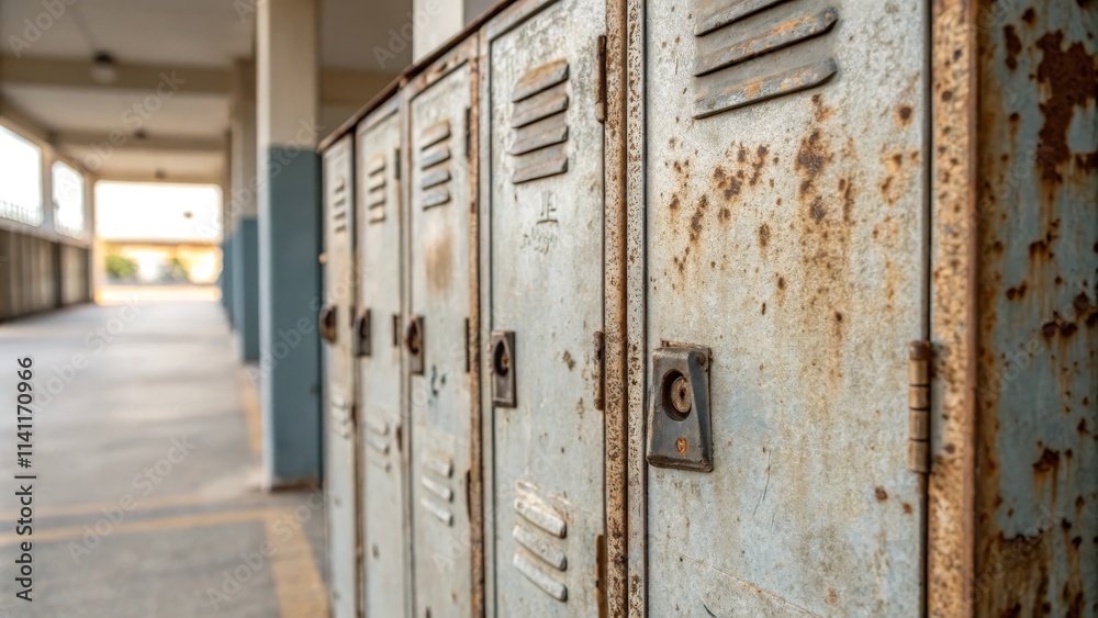 Minimalist Close-Up of Old and Rusty Metal Travel Lockers Minimalist Close-Up of Old and Rusty Metal Travel Lockers
