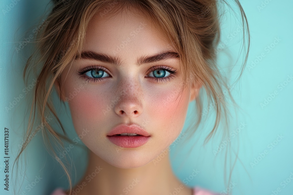 Elegant portrait of young Asian woman with flawless skin and K-beauty makeup on soft pink background for beauty and skincare inspiration Elegant portrait of young Asian woman with flawless skin and K-beauty makeup on soft pink background for beauty and skincare inspiration