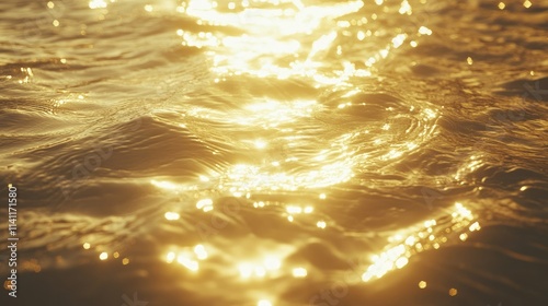 Golden Sunlight Reflection on Calm Water Surface Shimmering Brightly