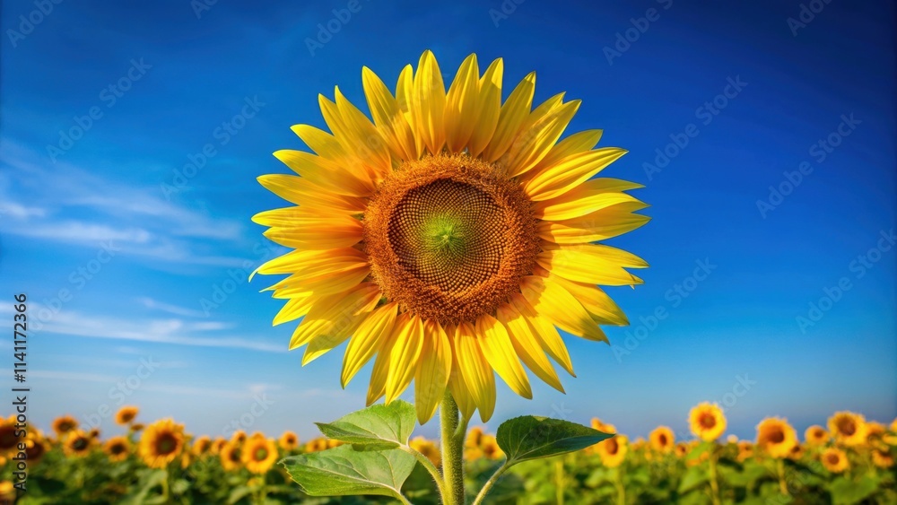 Vibrant sunflower blooming under the clear blue sky, sunflower, flower, sunshine, blue sky, background, nature, vibrant, bloom Vibrant sunflower blooming under the clear blue sky, sunflower, flower, sunshine, blue sky, background, nature, vibrant, bloom