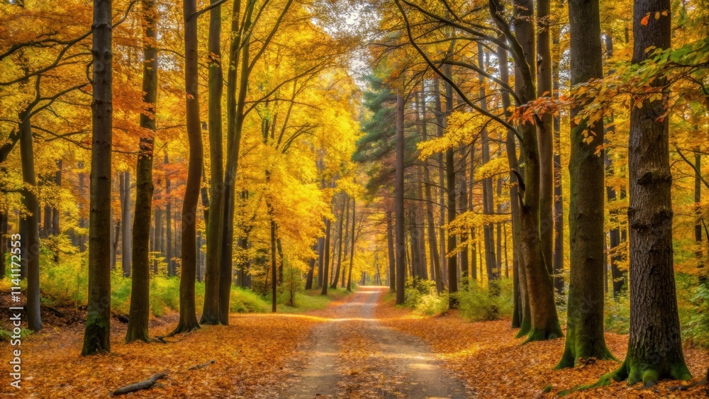 Tranquil autumn forest setting at Puckoriu atodanga in Vilnius, Lithuania, autumn, forest Tranquil autumn forest setting at Puckoriu atodanga in Vilnius, Lithuania, autumn, forest