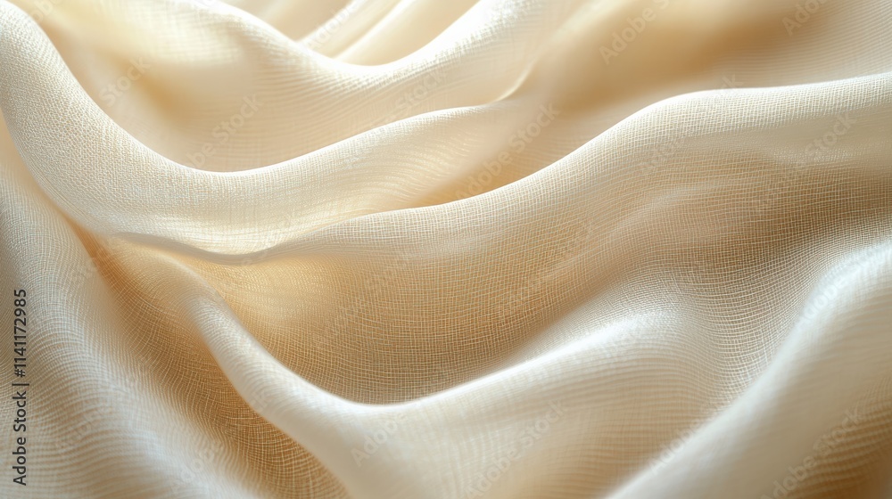 Flowing cream fabric texture studio setting textile photography soft light close-up elegance and warmth Flowing cream fabric texture studio setting textile photography soft light close-up elegance and warmth