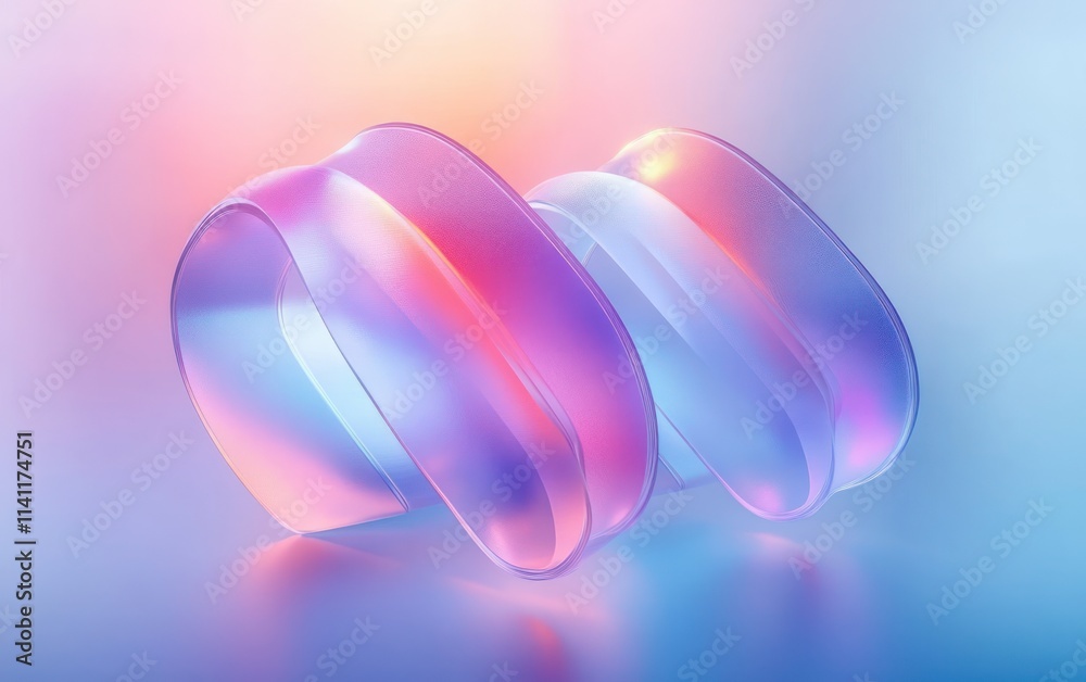 Three Transparent Layered Shapes with Soft Pastel Colors in Abstract Minimalism Three Transparent Layered Shapes with Soft Pastel Colors in Abstract Minimalism