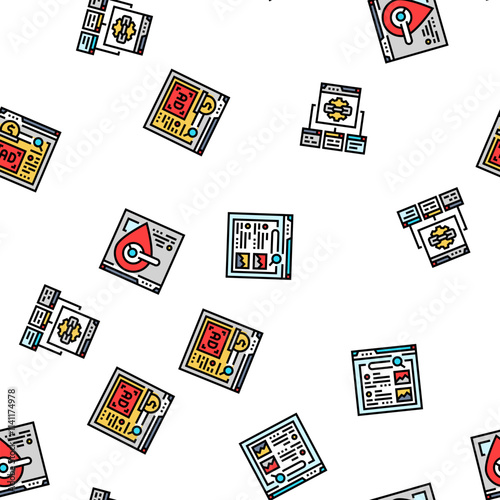 seo market rank search vector seamless pattern thin line illustration