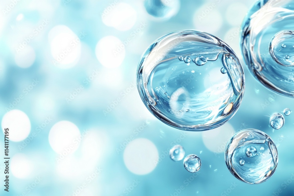 Two water droplets are floating in the air