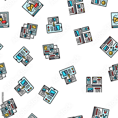 seo technical audit vector seamless pattern thin line illustration