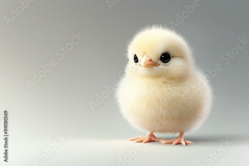 A baby chick is standing on its legs