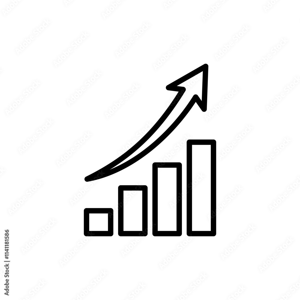 Growing graph icon vector. Chart sign and symbol. diagram icon Growing graph icon vector. Chart sign and symbol. diagram icon