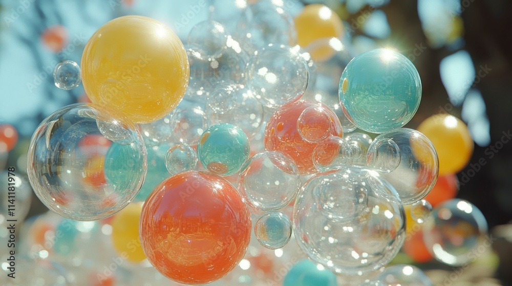 Abstract 3D art background featuring holographic floating liquid blobs, soap bubbles, and metaballs, with smooth, fluid shapes and a futuristic aesthetic in vibrant colors. Abstract 3D art background featuring holographic floating liquid blobs, soap bubbles, and metaballs, with smooth, fluid shapes and a futuristic aesthetic in vibrant colors.