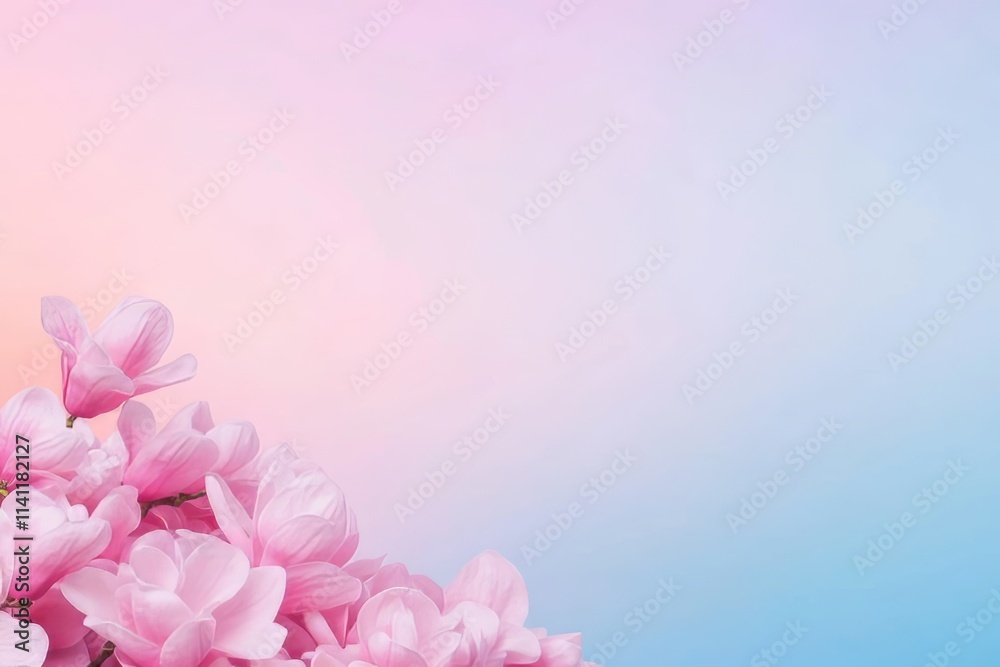 Pink flowers with a blue background Pink flowers with a blue background