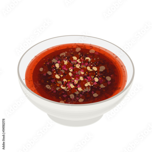 Vector Illustration Logo Clipart spicy seasoning chili oil on a white bowl