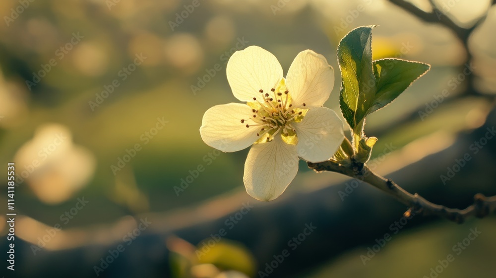 Obraz premium Small Persimmon flower on tree in an agricultural field