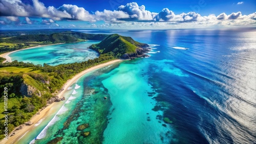 Breathtaking aerial view of the azure coastline and serene ocean , Majestic, Cote d'Azure, panoramic, view, azure, coastline