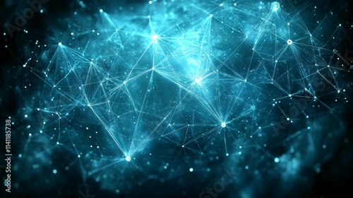 Concept of data and network connection, with visual lines connecting devices, representing the integration of data, cloud computing, and global communication systems for efficient information