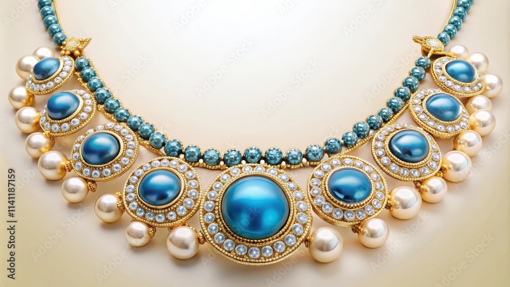 Gold and blue necklace adorned with diamonds and pearls, jewelry, luxury, elegant, fashion, accessory, precious, gemstones Gold and blue necklace adorned with diamonds and pearls, jewelry, luxury, elegant, fashion, accessory, precious, gemstones