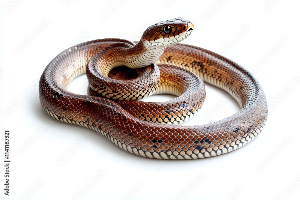 A brown and black snake with a white head A brown and black snake with a white head