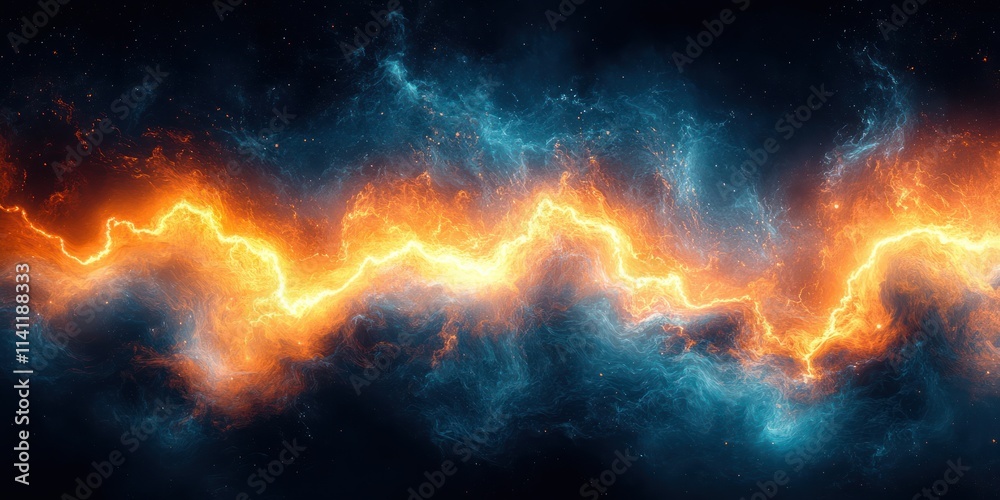 Vibrant Abstract Lightning Bolts Background in Orange and Blue Vibrant Abstract Lightning Bolts Background in Orange and Blue