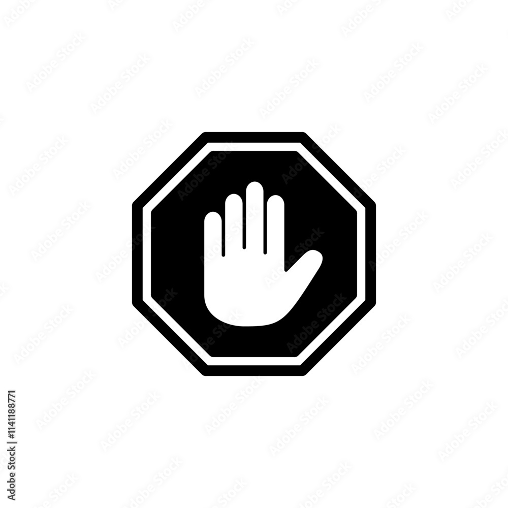 Stop icon logo design. stop road sign. hand stop sign and symbol. Do not enter stop red sign with hand Stop icon logo design. stop road sign. hand stop sign and symbol. Do not enter stop red sign with hand