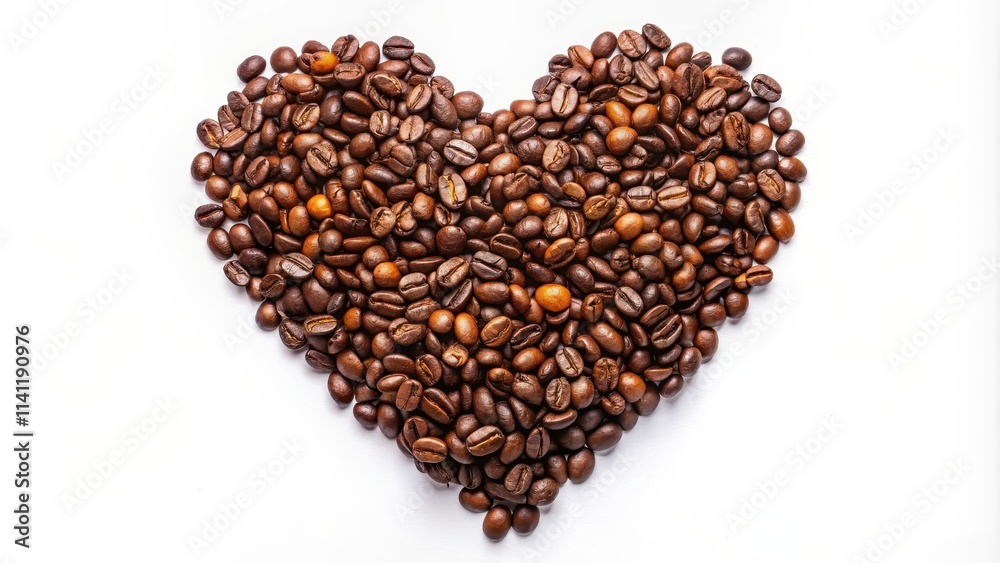 Creative display of coffee beans shaped like a heart isolated on background, coffee beans, heart shape, passion, love Creative display of coffee beans shaped like a heart isolated on background, coffee beans, heart shape, passion, love