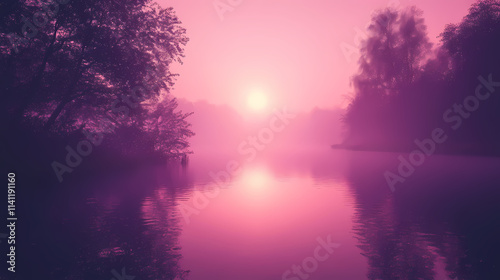 Mystical dawn gradient soft purple and pink. Dawn. Illustration