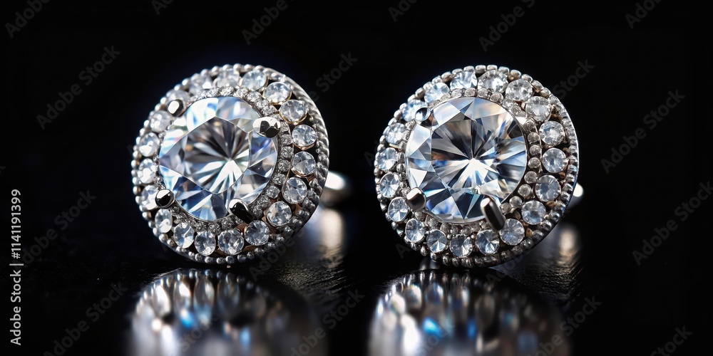 Earrings with sparkling diamonds against a black background, luxury, jewelry, fashion, elegant, accessory, beauty, glamour Earrings with sparkling diamonds against a black background, luxury, jewelry, fashion, elegant, accessory, beauty, glamour