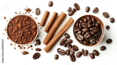 Wallpaper Mural Tasty coffee in cup isolated on white, top view Torontodigital.ca