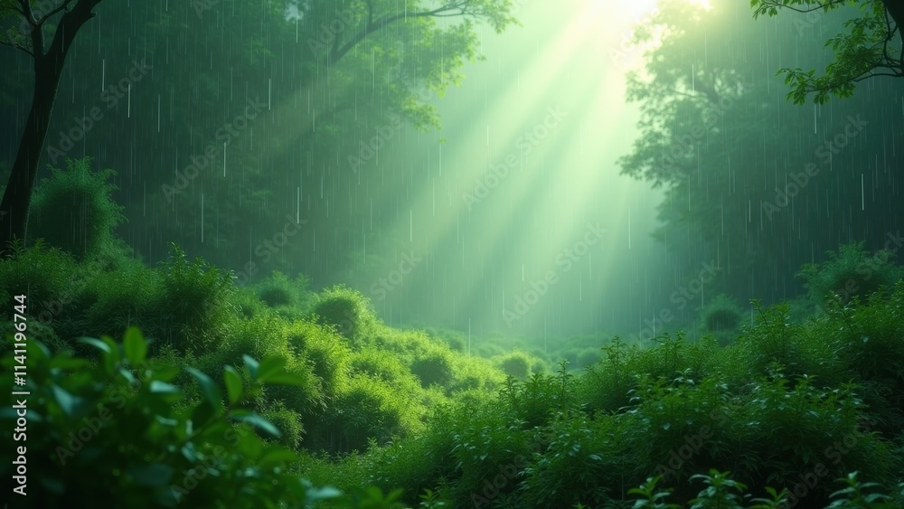 Fototapeta premium sun rays through the forest
