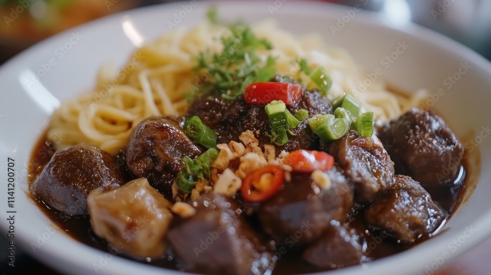 Delicious Beef Stew Served Over Noodles Delicious Beef Stew Served Over Noodles