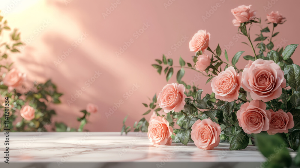 Obraz premium Flower background e-commerce product exhibition booth