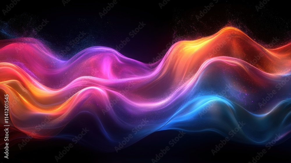 Iridescent Abstract Background with Flowing Curves and Soft Light in Modern Digital Art Iridescent Abstract Background with Flowing Curves and Soft Light in Modern Digital Art