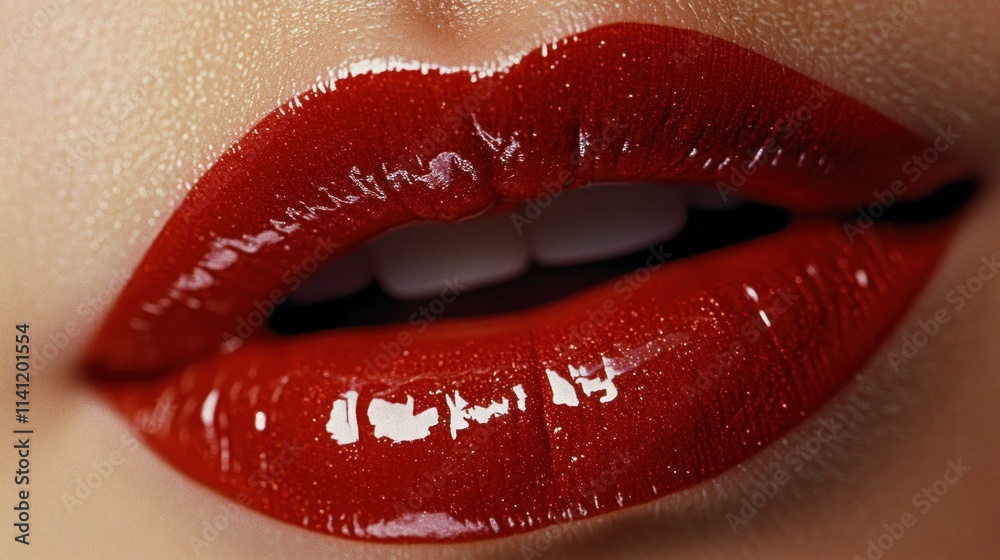 Obraz premium woman's beauty red lips and professional hollywood make up