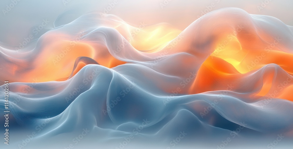 Abstract fluid shapes translucent ribbons illuminated soft light minimalist background modern digital art Abstract fluid shapes translucent ribbons illuminated soft light minimalist background modern digital art