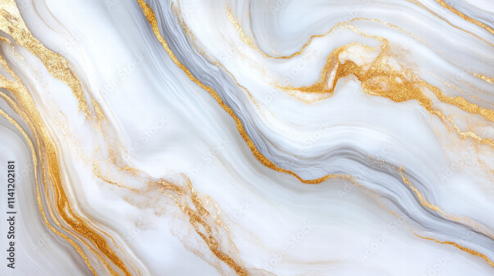 Mesmerizing gold ink ripples over smooth white and gray marble surface, creating stunning visual effect Mesmerizing gold ink ripples over smooth white and gray marble surface, creating stunning visual effect
