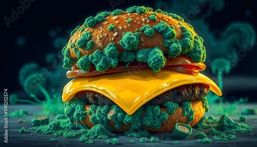 A Moldy Cheeseburger Left in the Fridge for Too Long