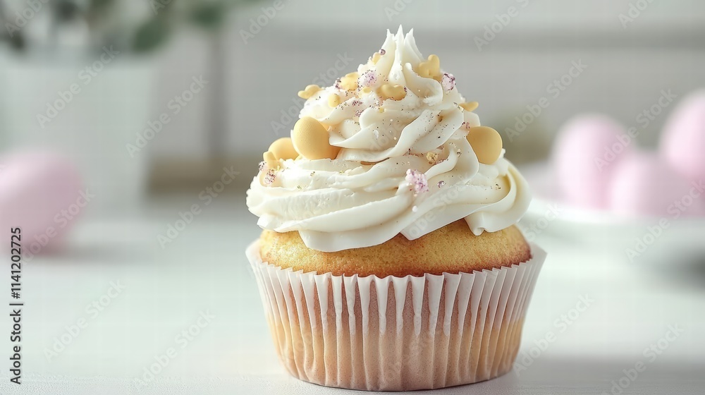 Delightful Easter Cupcake Topped with Creamy Frosting and Decorative Sprinkles for a Festive Celebration