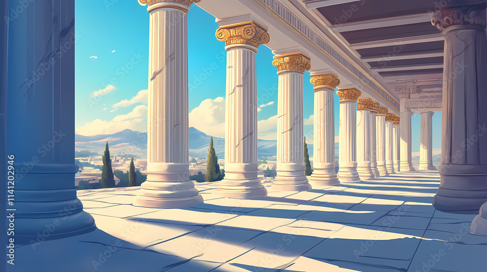 Fototapeta premium Greek columns. Ionic. Illustration