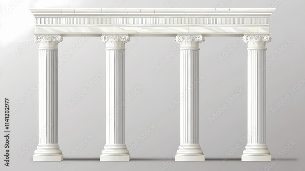 Greek columns isolated on transparent background. Ionic. Illustration Greek columns isolated on transparent background. Ionic. Illustration