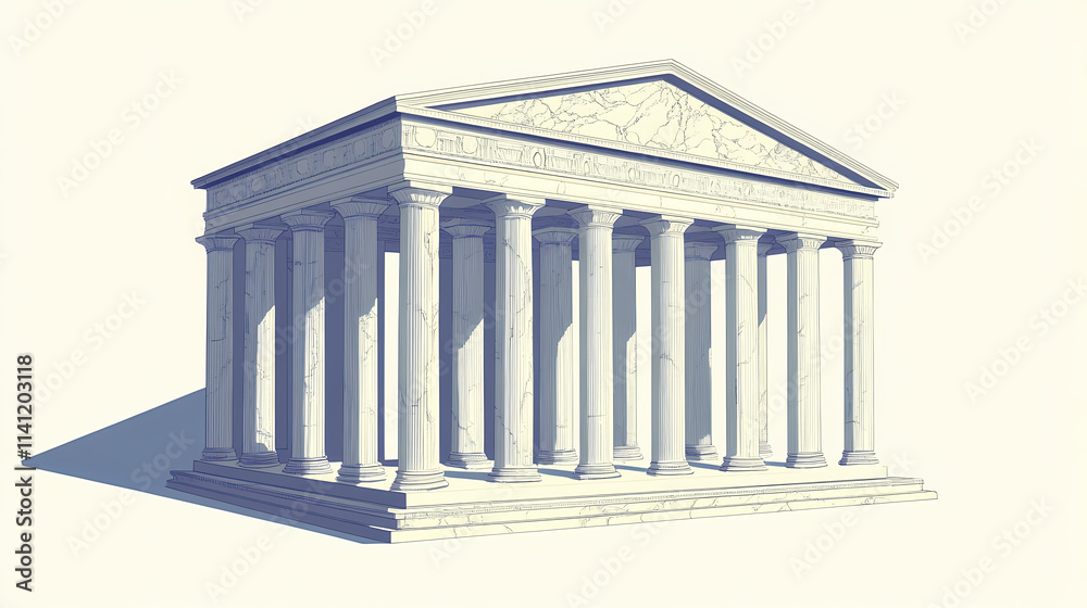 Obraz premium Greek roman stone marble architecture. Ionic. Illustration