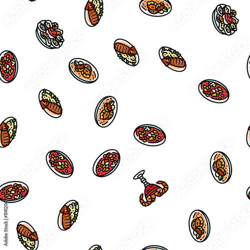 sea cuisine italian cook greece vector seamless pattern thin line illustration