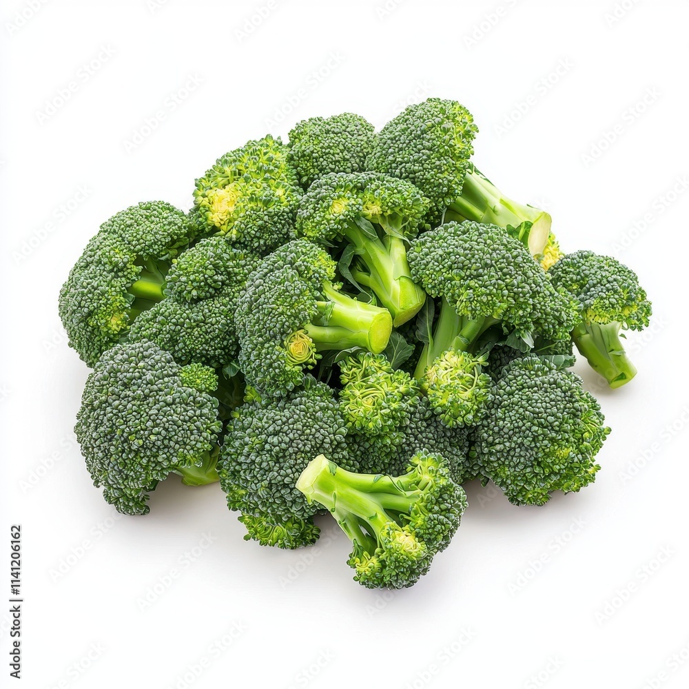 Fresh Broccoli Florets Isolated on White Background Fresh Broccoli Florets Isolated on White Background