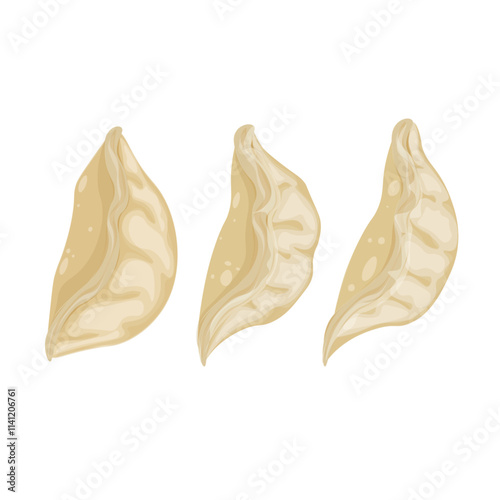 Vector Illustration Logo Clipart Gyoza Dumplings or Jiaozi Chinese Dumpling isolated