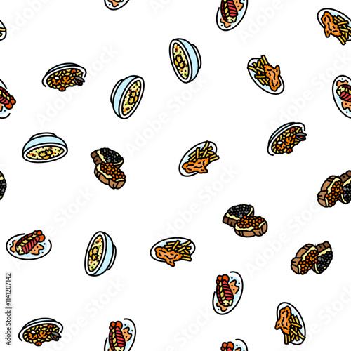 sea cuisine italian cook greece vector seamless pattern thin line illustration