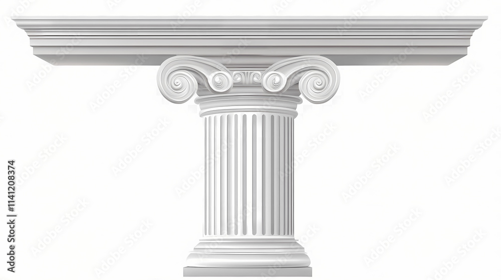 Greek column or piller on transparent background. Ionic. Illustration Greek column or piller on transparent background. Ionic. Illustration