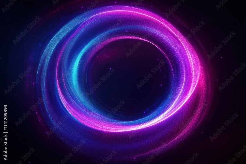 Vibrant Abstract Digital Circle Flowing Lines in Blue and Purple with Neon Glow Technology Concept Vibrant Abstract Digital Circle Flowing Lines in Blue and Purple with Neon Glow Technology Concept