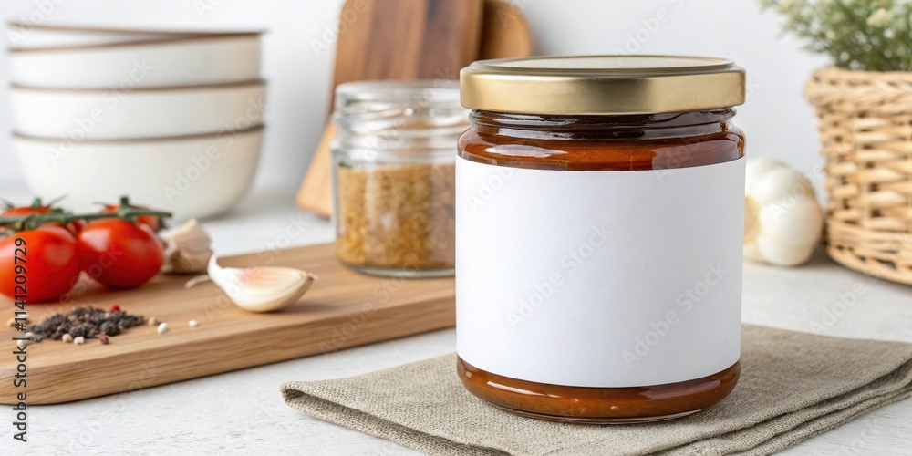 Perspective jar label mockup with blank space for customization, product, branding, template, packaging, blank, design Perspective jar label mockup with blank space for customization, product, branding, template, packaging, blank, design