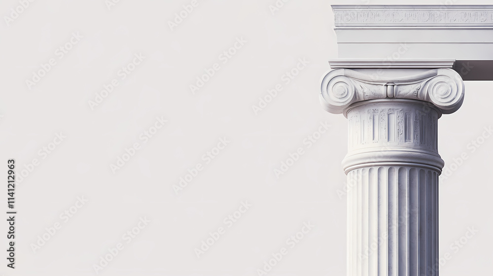 Abstract background with a prominent roman column and a clear area for text. ideal for merging classical architecture with modern design elements. Ionic. Illustration Abstract background with a prominent roman column and a clear area for text. ideal for merging classical architecture with modern design elements. Ionic. Illustration