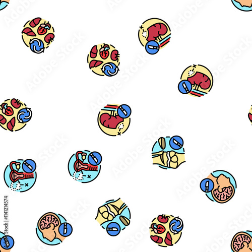 surgery hospital health vector seamless pattern thin line illustration