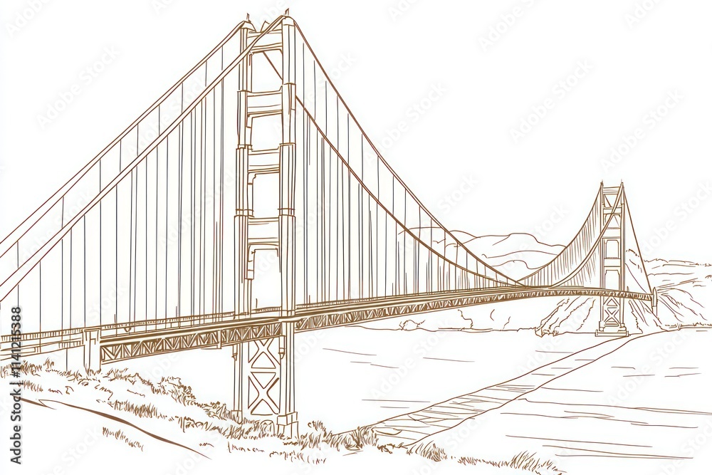 Fototapeta premium Golden Gate Bridge Sketch